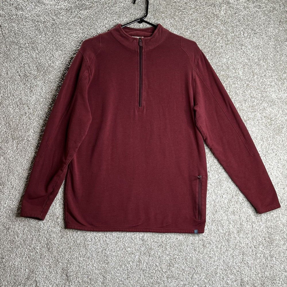 Tasc Performance Pullover Men's M Long Sleeve Half Zip Organic Bamboo Red‎